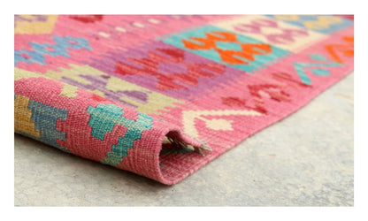 Tappeto Kilim Kaudani Afghan fatto a mano multicolore 300x205cm