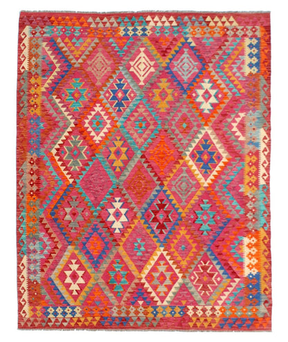 Tappeto Kilim Kaudani Afghan fatto a mano multicolore 289x209cm