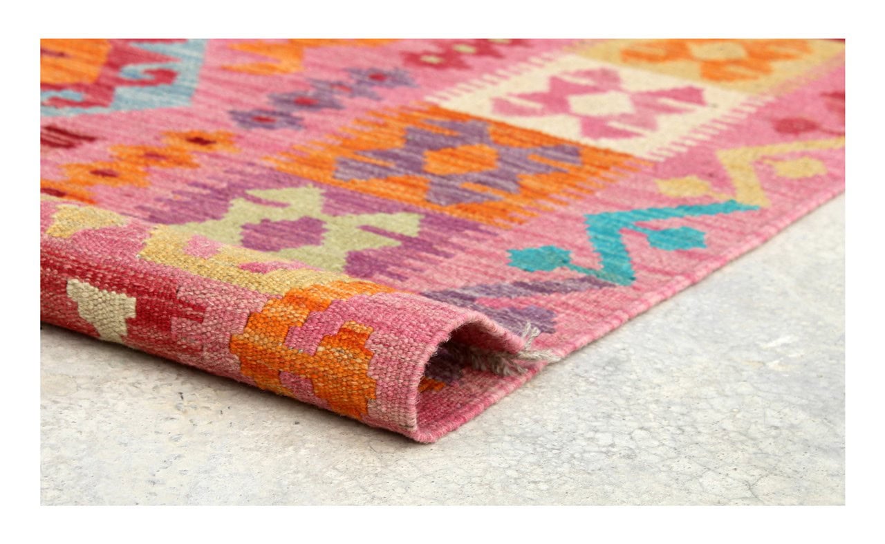 Tappeto Kilim Kaudani Afghan fatto a mano multicolore 301x200cm