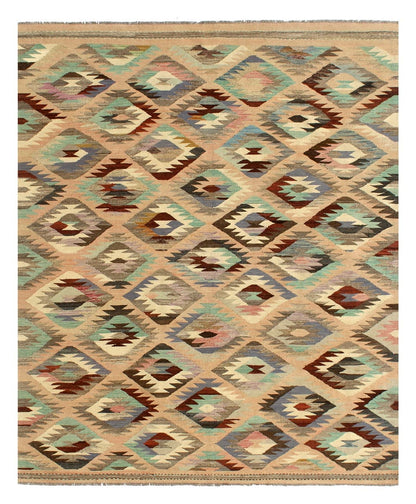 Tappeto Kilim Kaudani Afghan fatto a mano multicolore 302x200cm