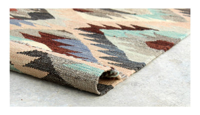 Tappeto Kilim Kaudani Afghan fatto a mano multicolore 302x200cm