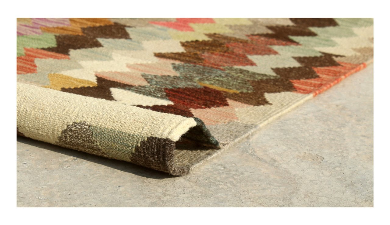 Tappeto Kilim Kaudani Afghan fatto a mano multicolore 397x312cm