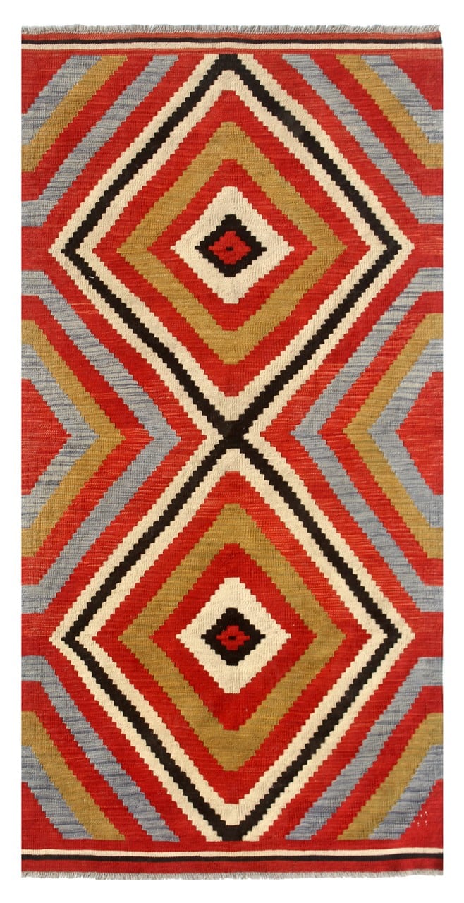 Modern wool Kilim carpet multi 201x102cm