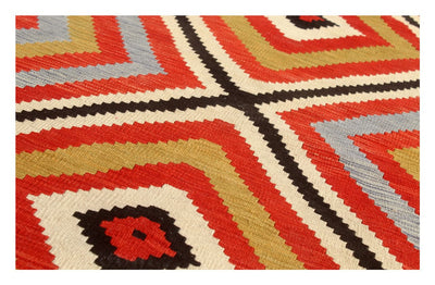 Tappeto Kilim moderno in lana multicolore 201x102cm