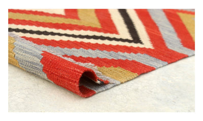 Tappeto Kilim moderno in lana multicolore 201x102cm