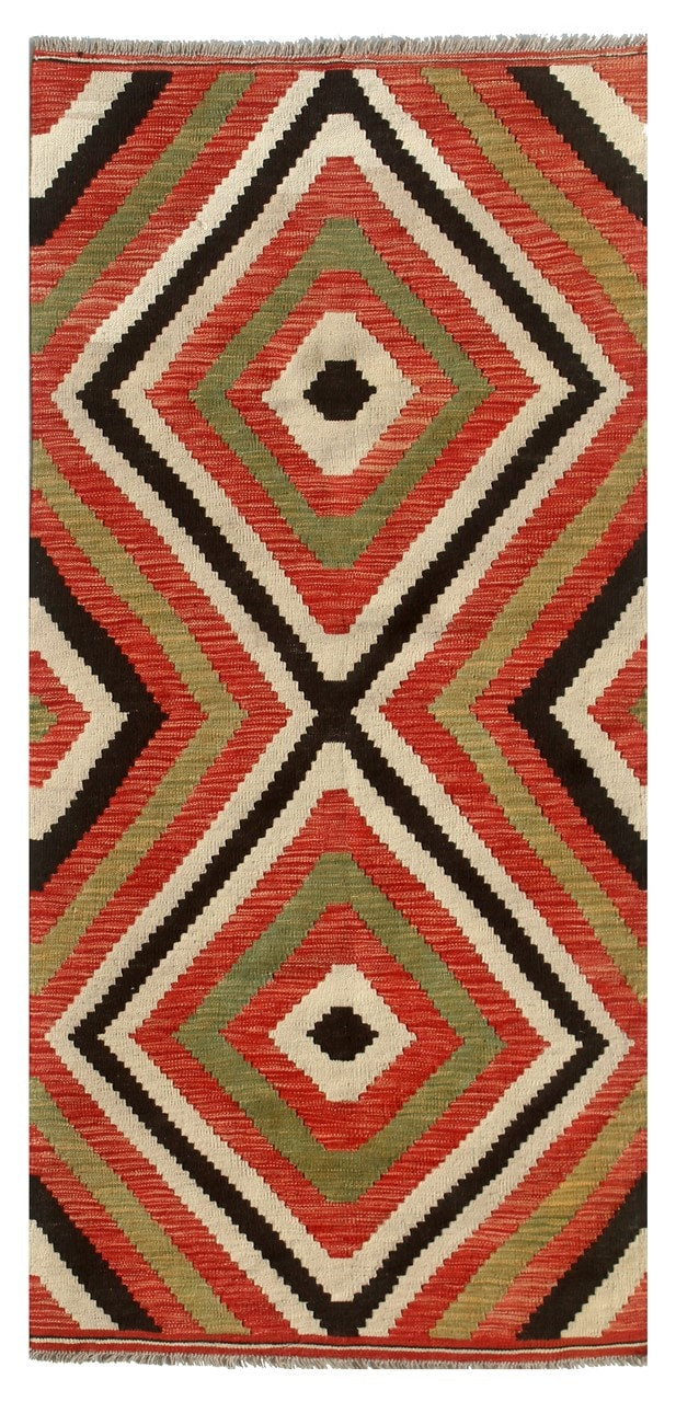 Modern wool Kilim carpet multi 194x100cm