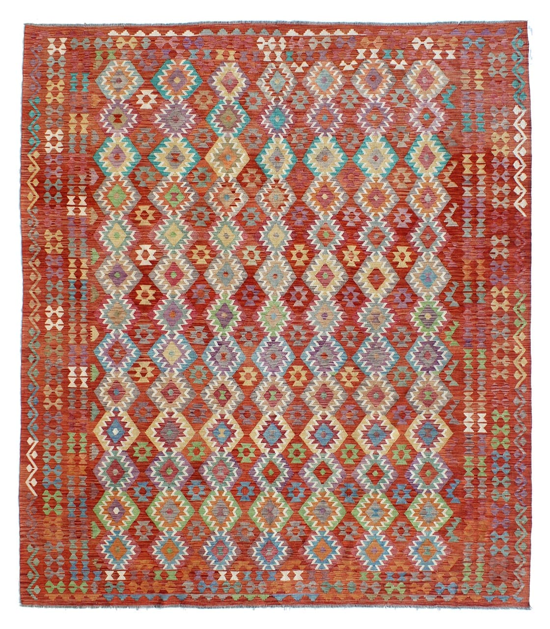Tappeto Kilim Kaudani Afghan fatto a mano multicolore 401x318cm