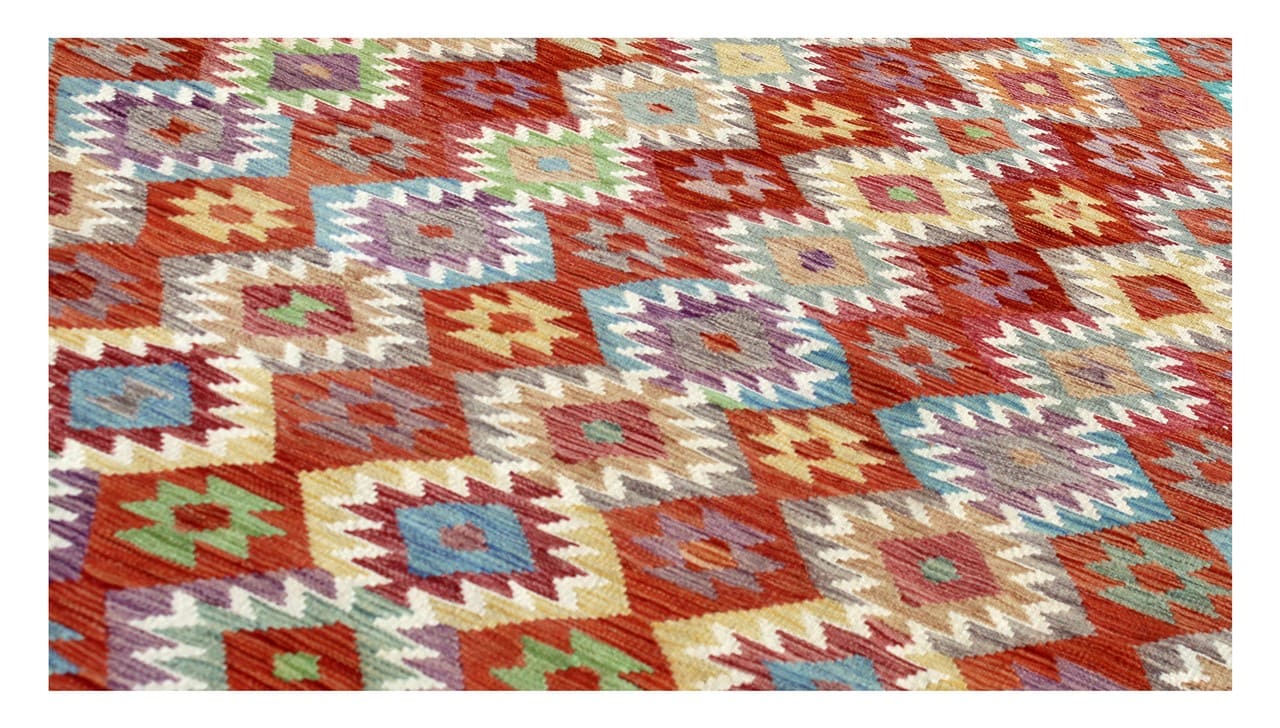 Tappeto Kilim Kaudani Afghan fatto a mano multicolore 401x318cm