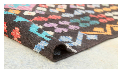 Tappeto Kilim Kaudani Afghan fatto a mano multicolore 296x207cm