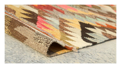 Tappeto Kilim Kaudani Afghan fatto a mano multicolore 301x210cm