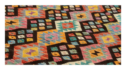 Tappeto Kilim Kaudani Afghan fatto a mano multicolore 300x210cm