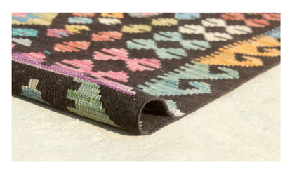 Tappeto Kilim Kaudani Afghan fatto a mano multicolore 300x210cm