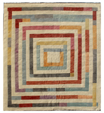 Tappeto Kilim moderno in lana multicolore 298x258cm - CarpetLiving