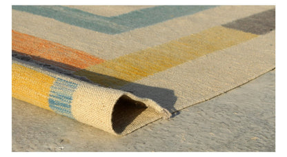 Tappeto Kilim moderno in lana multicolore 298x258cm