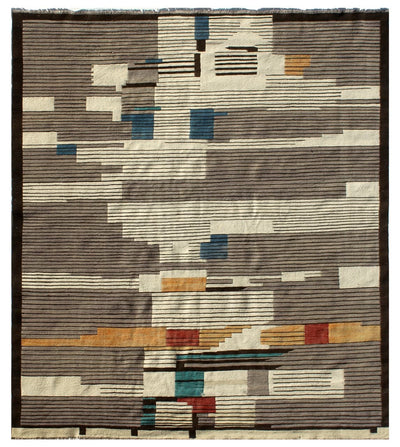 Tappeto Kilim moderno in lana multicolore 300x258cm - CarpetLiving
