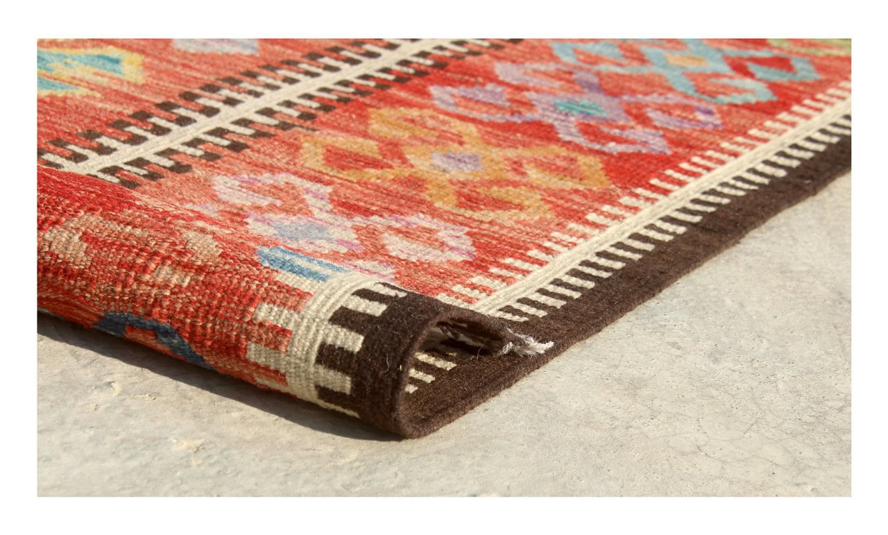 Tappeto Kilim Kaudani Afghan fatto a mano multicolore 350x262cm