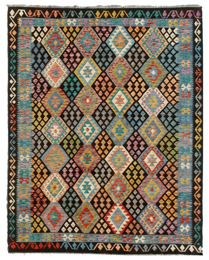 Tappeto Kilim Kaudani Afghan fatto a mano multicolore 293x208cm