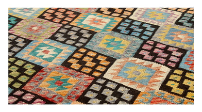 Tappeto Kilim Kaudani Afghan fatto a mano multicolore 293x208cm