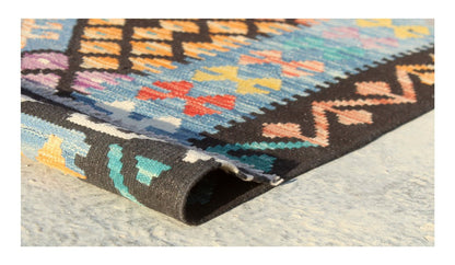 Tappeto Kilim Kaudani Afghan fatto a mano multicolore 293x208cm