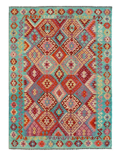 Tappeto Kilim moderno in lana multicolore 252x165cm - CarpetLiving