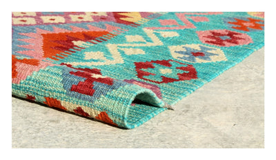 Tappeto Kilim moderno in lana multicolore 252x165cm - CarpetLiving
