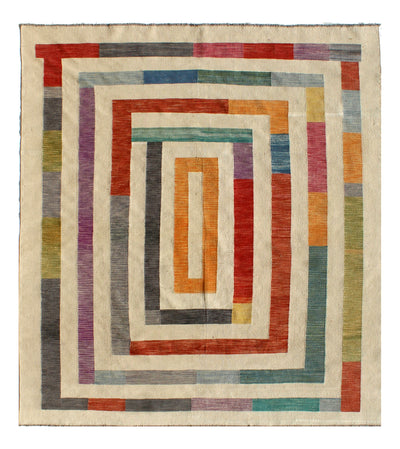 Tappeto Kilim moderno in lana multicolore 301x258cm - CarpetLiving
