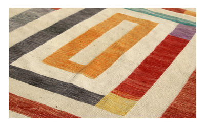 Tappeto Kilim moderno in lana multicolore 301x258cm - CarpetLiving