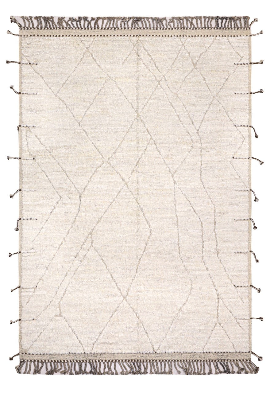 Modern design white Berber style carpet, handmade 293x212cm