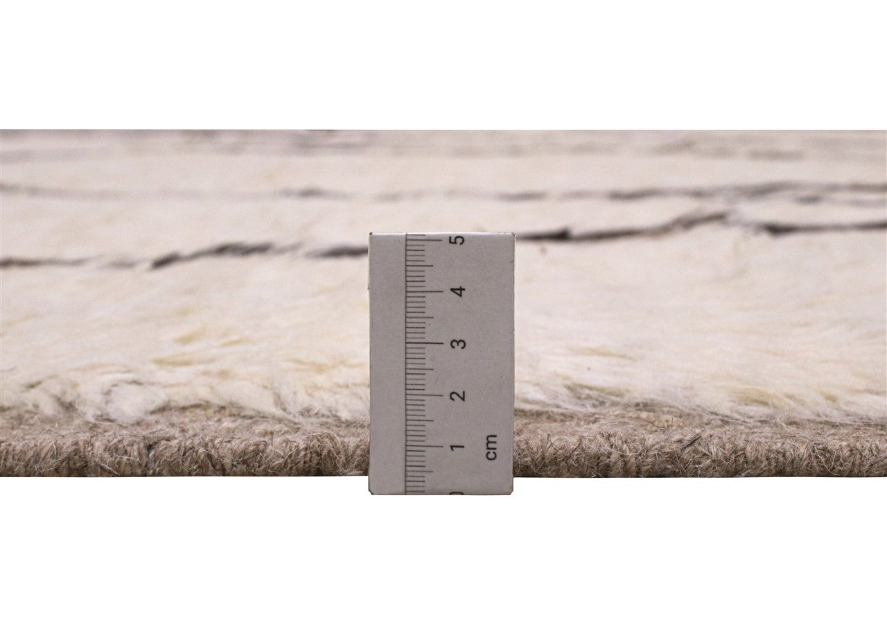 Modern design rug white Berber style, handmade 237x174cm