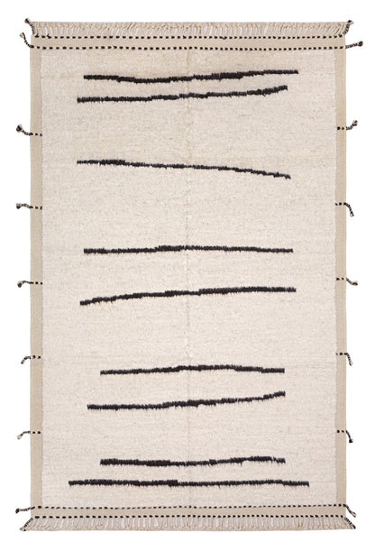 Modern design rug white Berber style, handmade 298x200cm