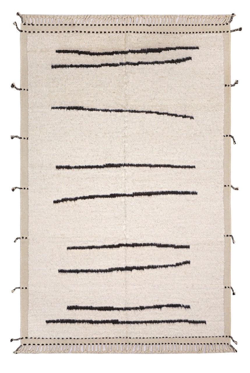 Modern design rug white Berber style, handmade 298x200cm