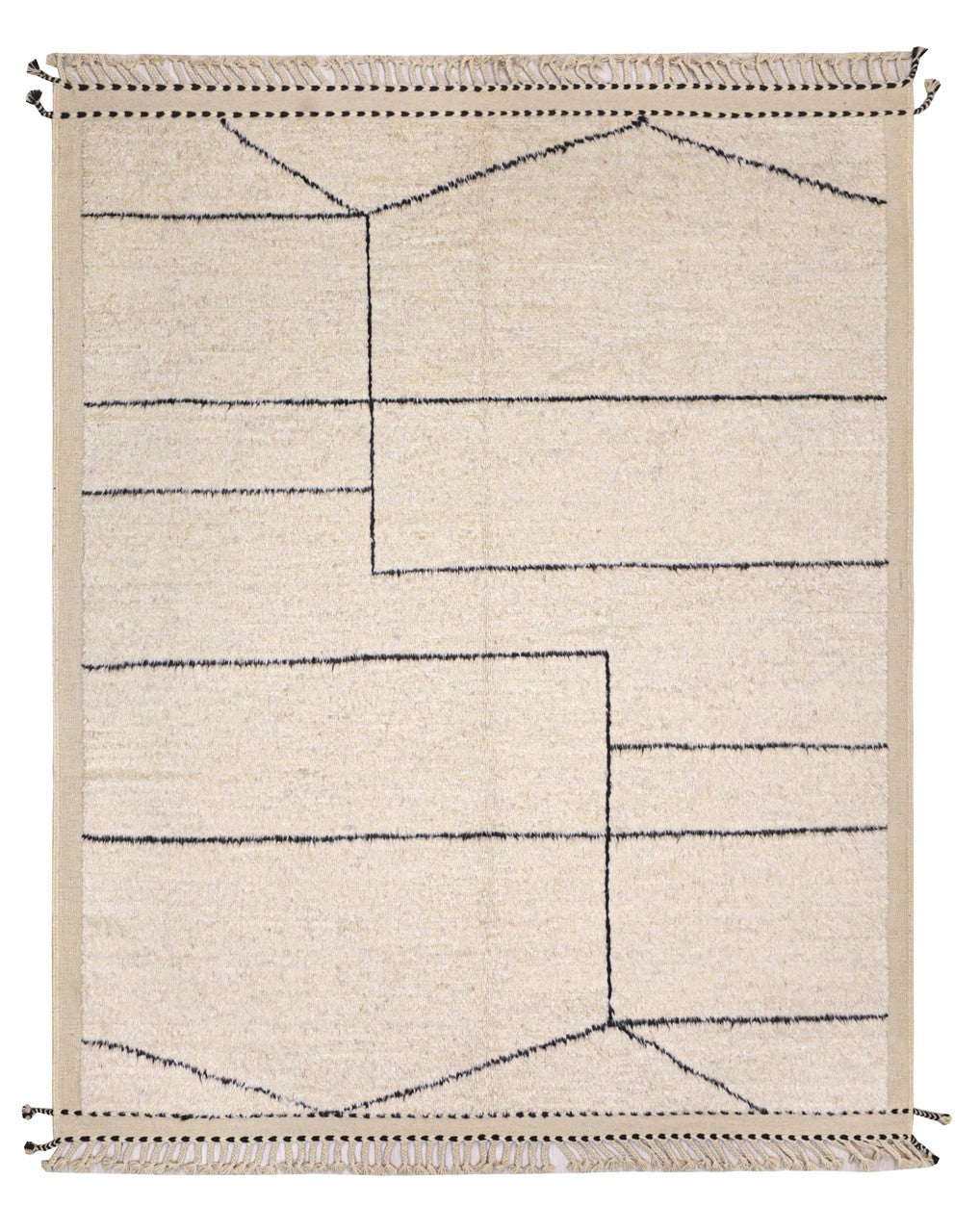 Modern design rug white Berber style, handmade 291x247cm