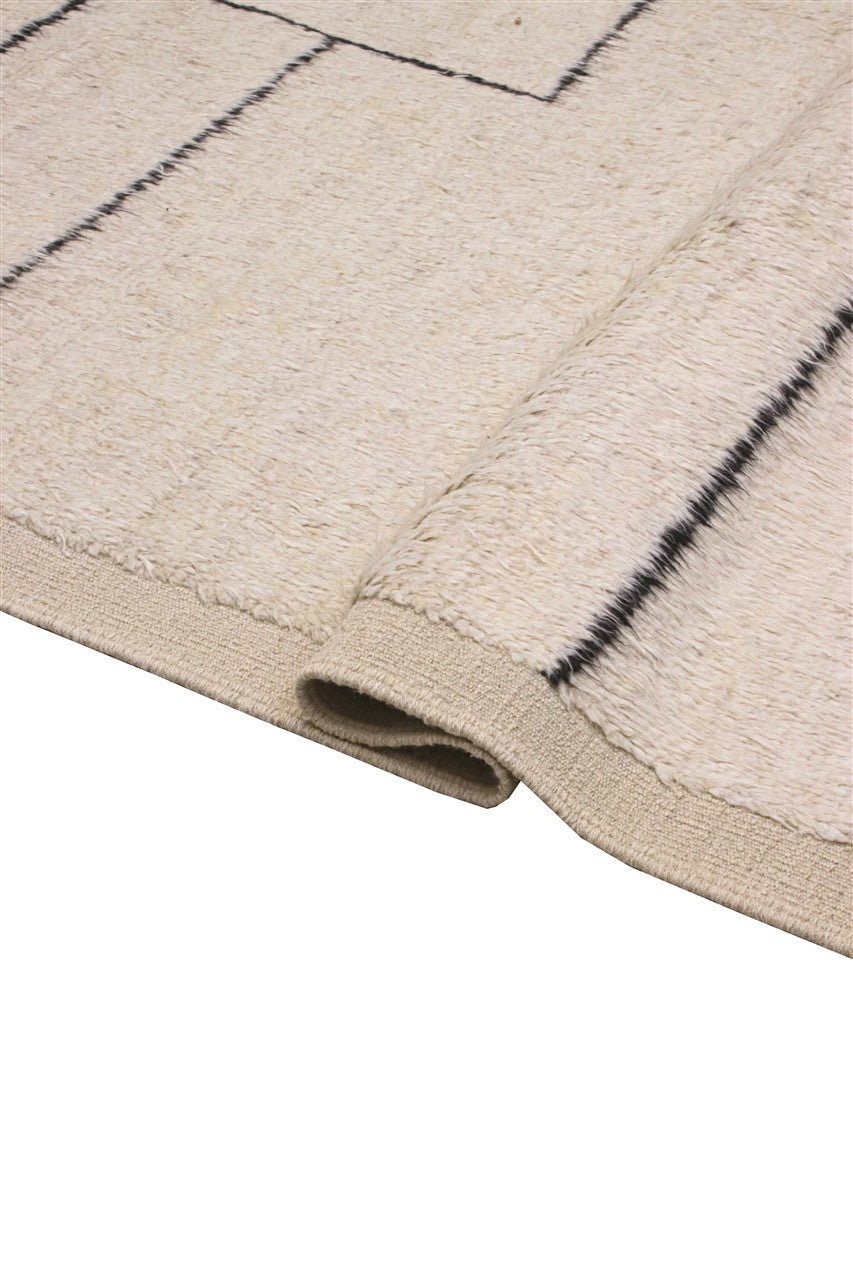 Modern design rug white Berber style, handmade 291x247cm