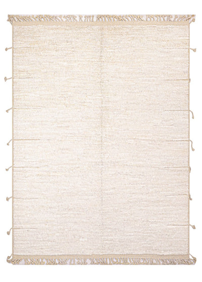 Tappeto design moderno bianco plain stile berbero, fatto a mano 406x280cm - CarpetLiving