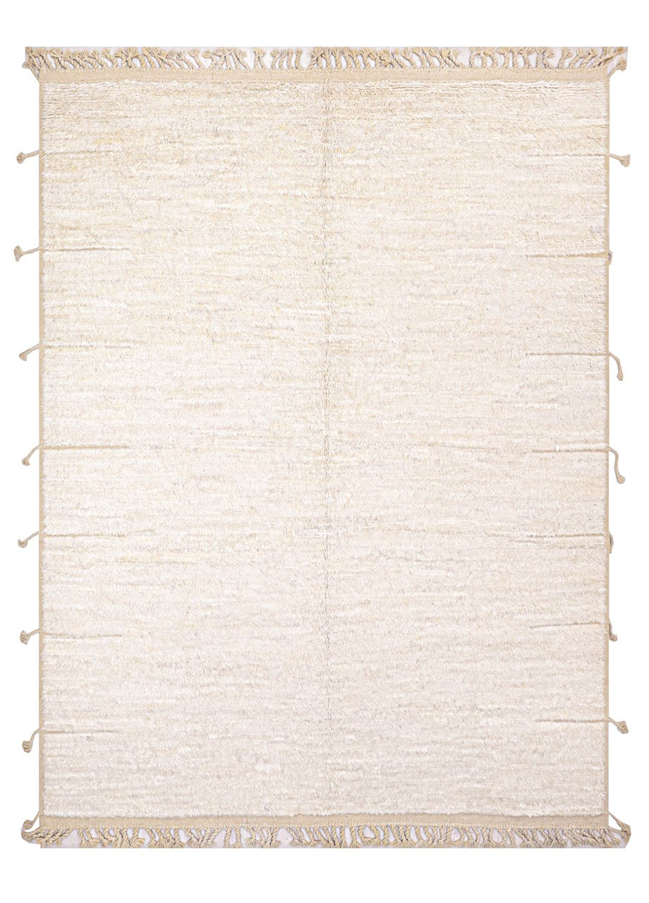 Modern design rug white plain Berber style, handmade 406x280cm