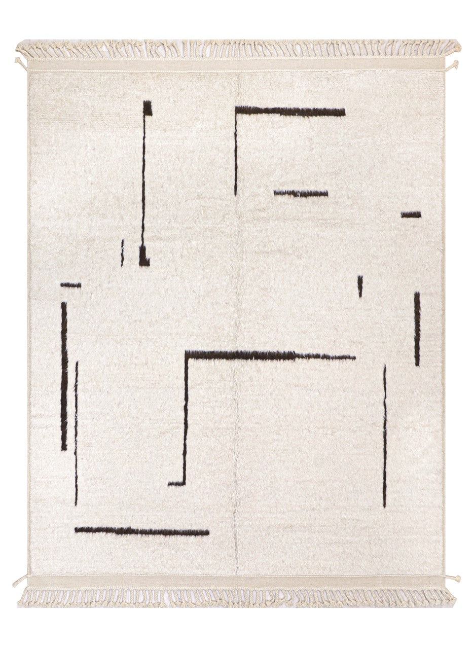 Modern design rug white plain Berber style, handmade 306x263cm