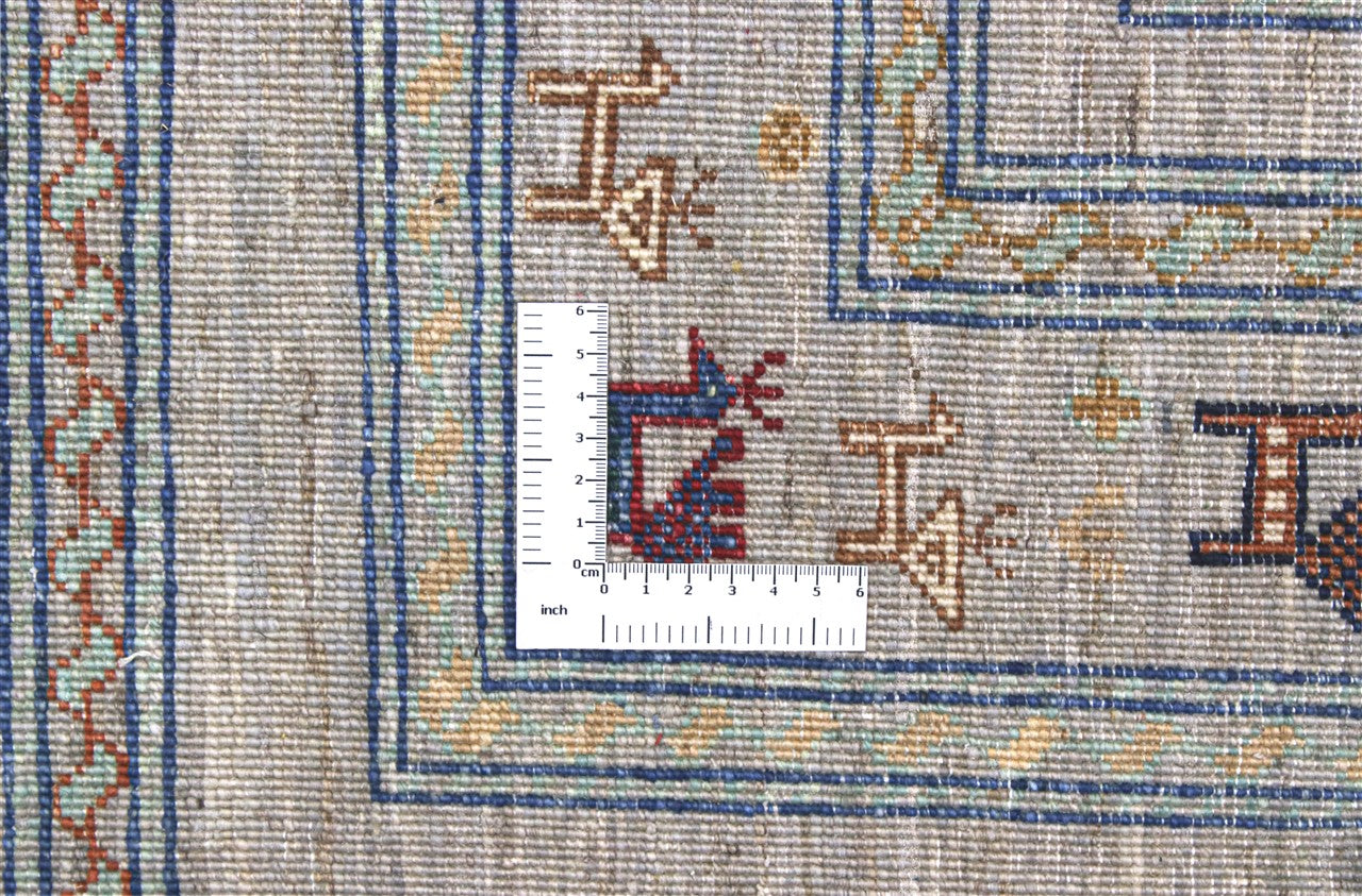 Tappeto Afghan grigio in lana, fatto a mano 357x271 cm