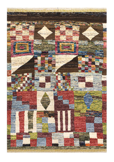 Tappeto tribale colorato in lana, fatto a mano, 182x135 cm - CarpetLiving
