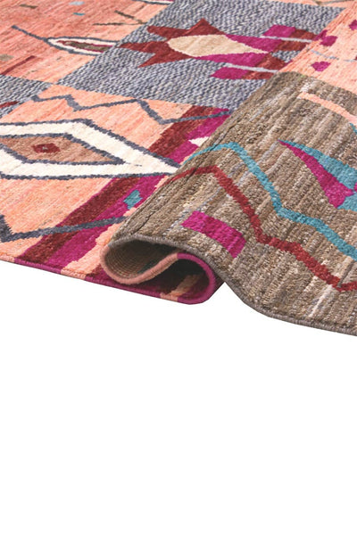 Tappeto tribale colorato in lana stile patchwork, fatto a mano, 285x203 cm