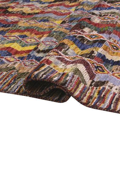 Tappeto tribale colorato in lana, fatto a mano, 185x127 cm