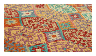 Tappeto Kilim Kaudani Afghan fatto a mano multicolore 295x206cm