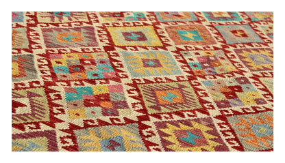 Tappeto Kilim Kaudani Afghan fatto a mano multicolore 297x212cm