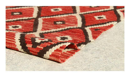 Tappeto Kilim moderno in lana multicolore 201x154cm