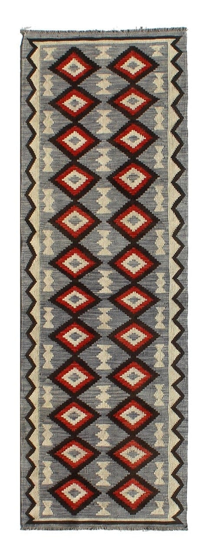 Modern wool Kilim runner rug multi 248x86cm