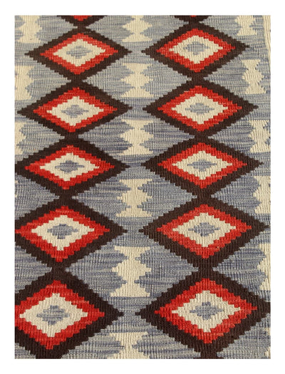 Tappeto passatoia Kilim moderno in lana multicolore 248x86cm - CarpetLiving