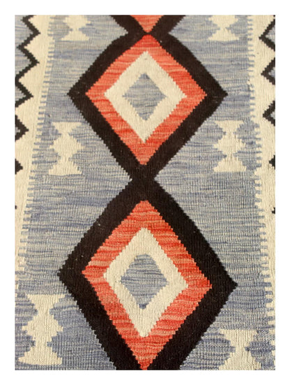Modern wool Kilim runner rug multi 229x77cm
