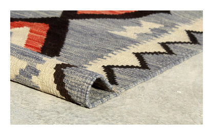 Modern wool Kilim runner rug multi 229x77cm