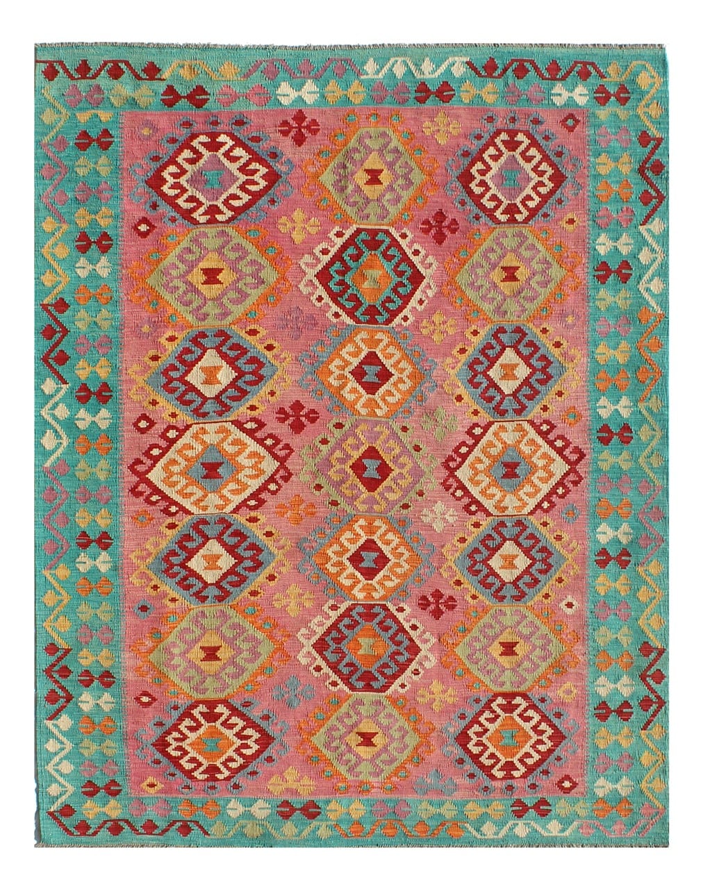 Tappeto Kilim Kaudani Afghan fatto a mano multicolore 290x207cm