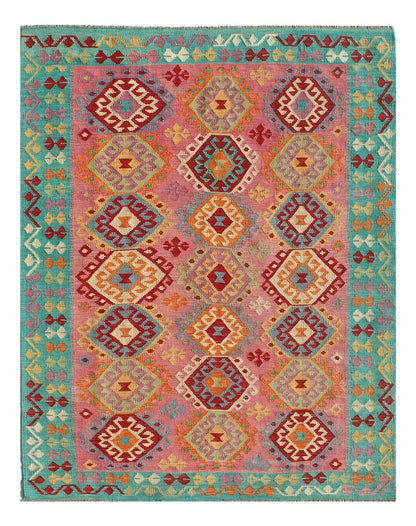 Tappeto Kilim Kaudani Afghan fatto a mano multicolore 290x207cm