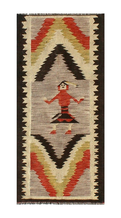 Tappeto passatoia Kilim moderno in lana multicolore 155x77cm - CarpetLiving